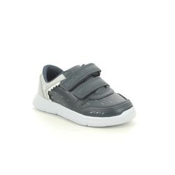 Clarks Boys Trainers - Navy leather - 566088H ATH SCALE T