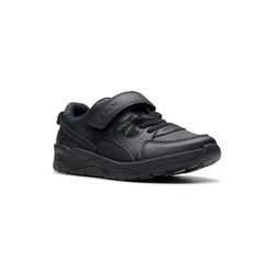 Clarks Boys Shoes - Black leather - 783126F CLOWDER STRIPE