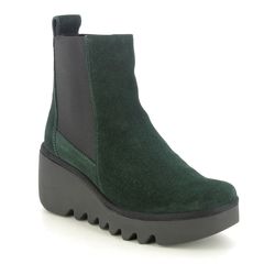 Fly London Wedge Boots - Green Suede - P501233 BAGU   BLU