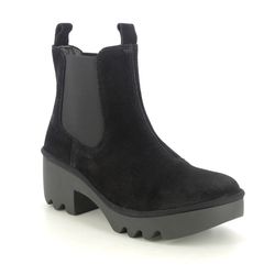 Fly London Wedge Boots - Black Suede - P501514 TRIG THALIA LBC