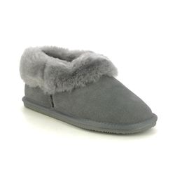 Hotter Slippers - Grey Suede - 3931/03 HUG SHEEPSKIN