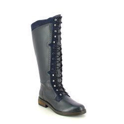 Hush Puppies Knee High Boots - Navy leather - 1234520 RUDY BOOT LACE