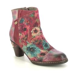 Laura Vita Heeled Boots - Red floral - SL1293/6U ALCIZEEO 06