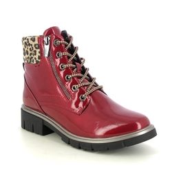 Lotus Lace Up Boots - Red patent - ULB383/84 CHARLESTON ZIP