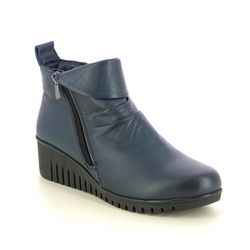 Lotus Wedge Boots - Navy leather - ULB299/71 CORDELIA CERASO