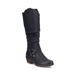 Rieker Knee High Boots - Black - 93670-00 BERNALO TEX