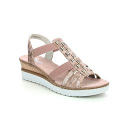 Rieker Wedge Sandals - Pink - V3822-31 HYFAWNI