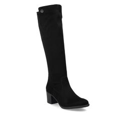 Rieker Knee High Boots - Black - Y2050-01 SADDLE STRECH