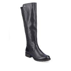 Rieker Knee High Boots - Black leather - Z9591-00 INDAFIT STRETCH