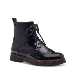 S Oliver Lace Up Boots - Black patent - 25232-43001 LEILA LACE