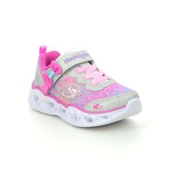 Skechers Girls Trainers - Silver hot pink - 302088N HEART LIGHTS INF