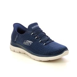 Skechers Trainers - Navy Silver - 150128 SLIP INS CLASSY