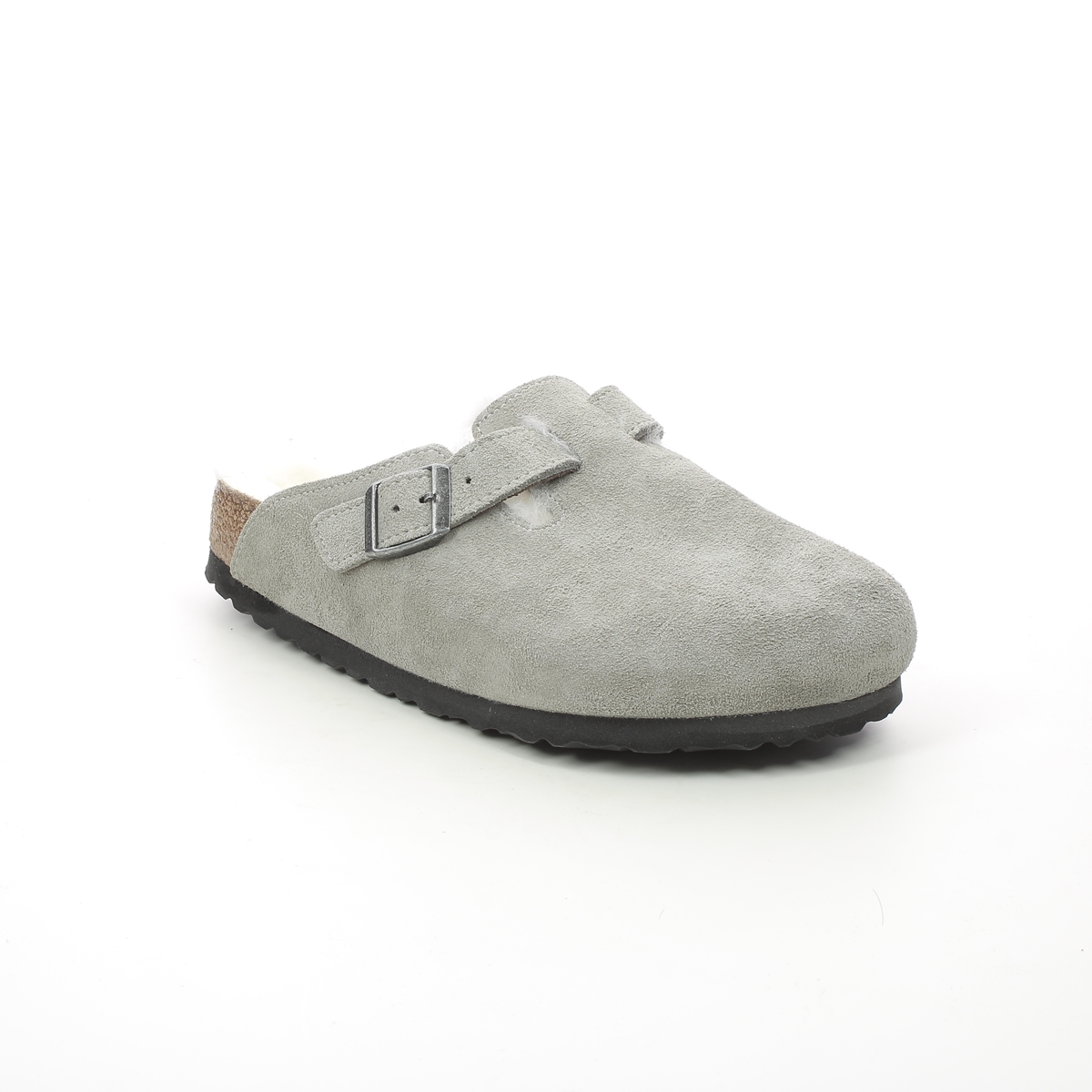 Birkenstock Boston Fur Sheepskin Grey Slippers