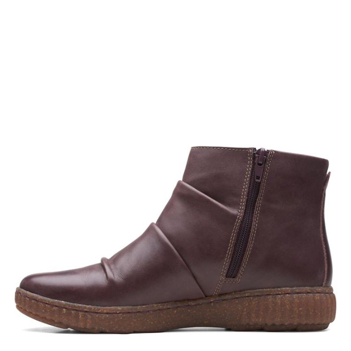 Clarks Caroline Rae D Fit Burgundy Leather Ankle Boots