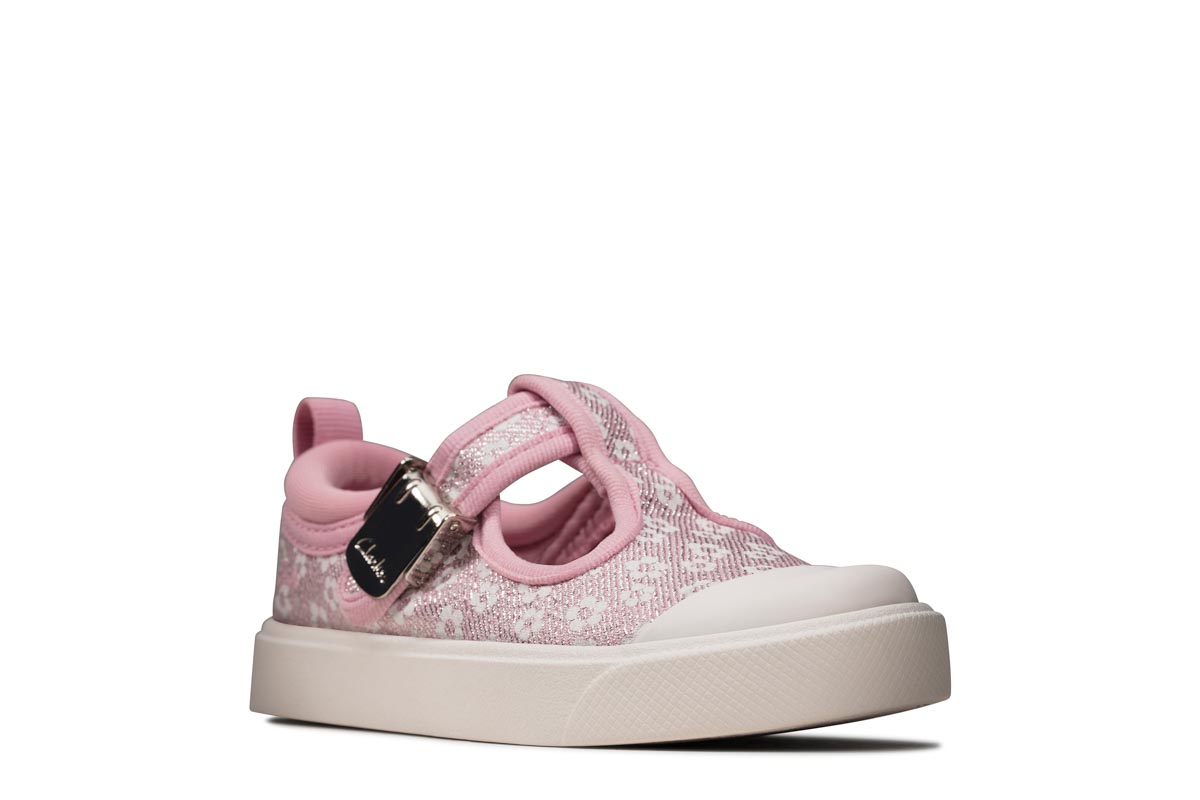 clarks girls pink trainers