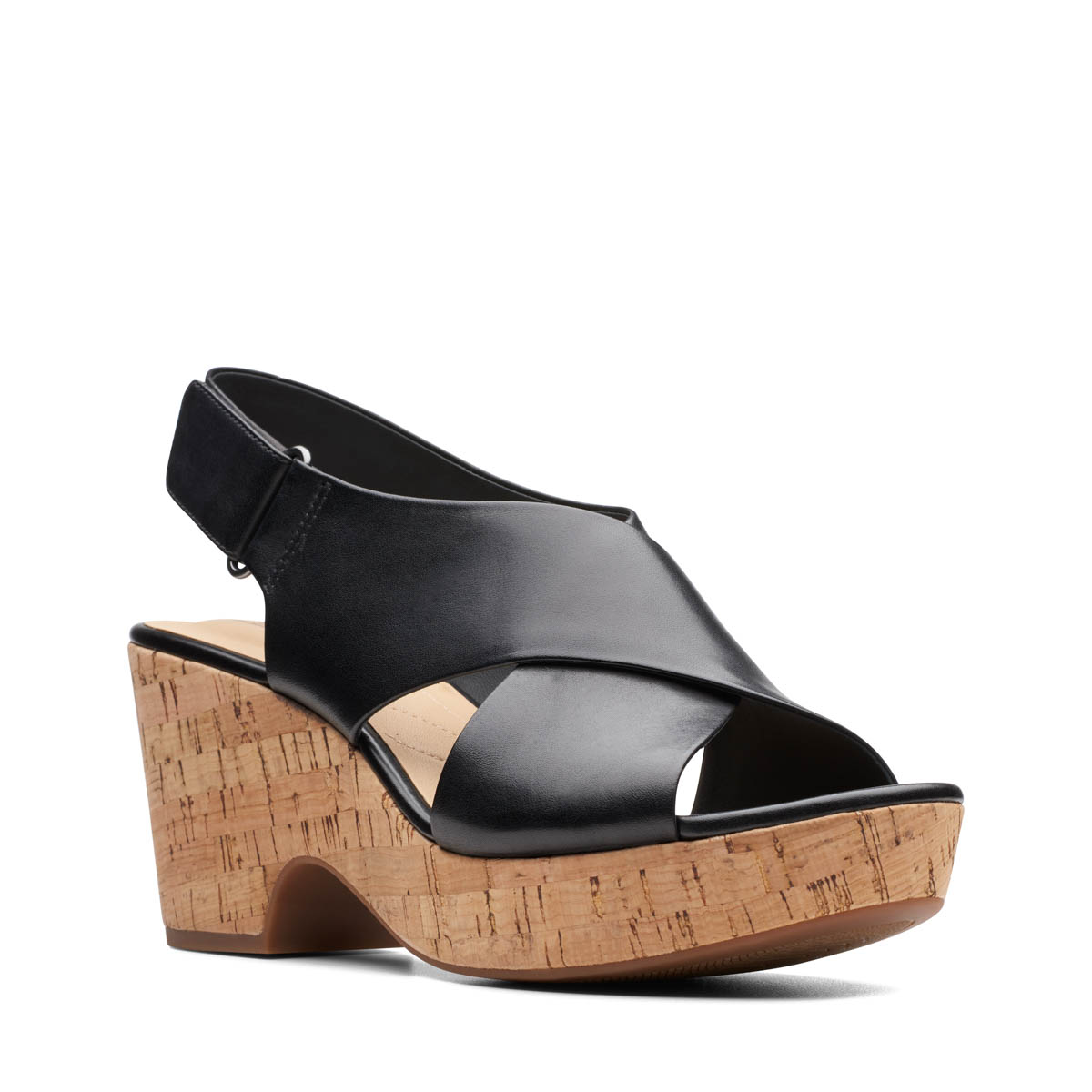 clarks leather wedge sandals