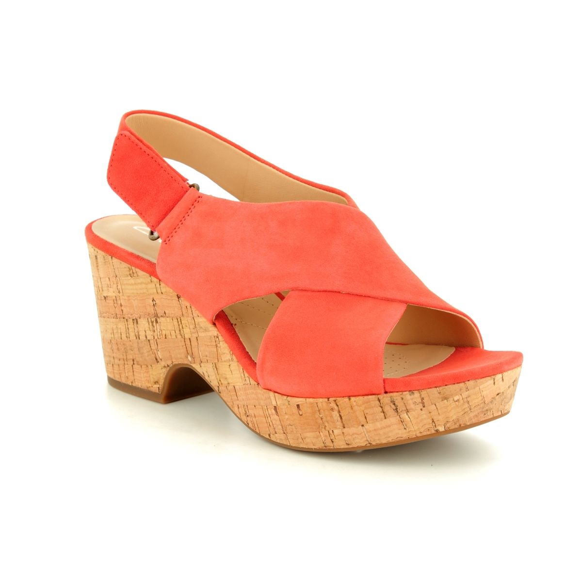 orange clarks sandals