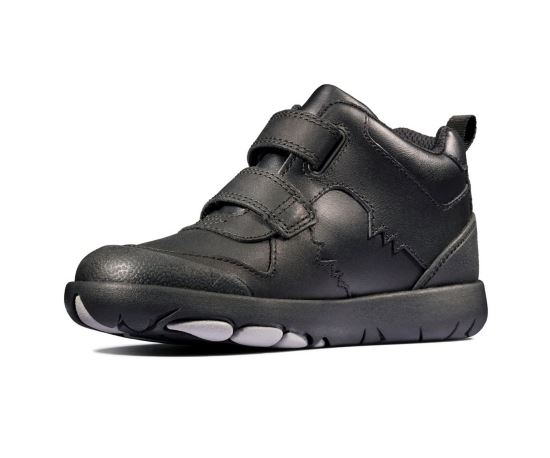 Clarks Rex Crash K F Fit Black leather boys boots