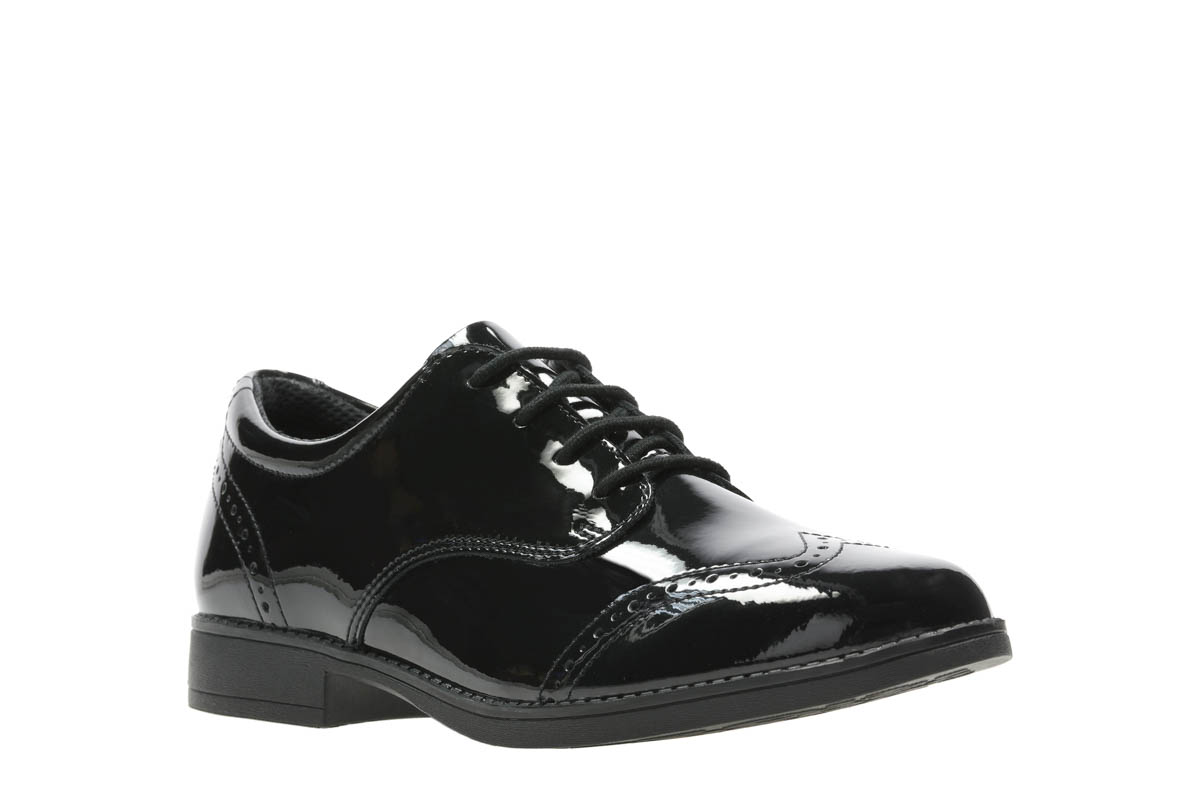 clarks black patent shoes