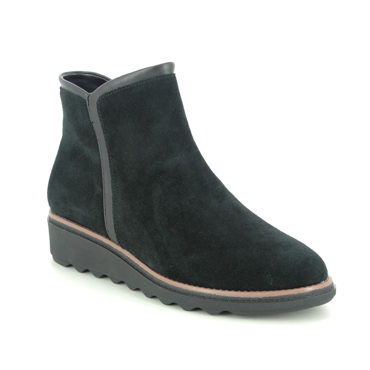 clarks black wedge boots
