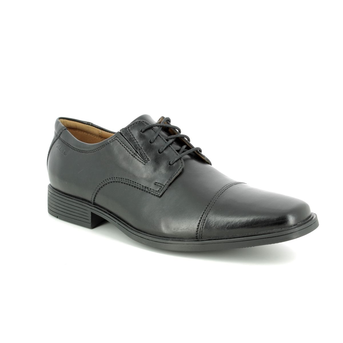 Clarks Tilden Cap Black leather Mens formal shoes 1030-98H