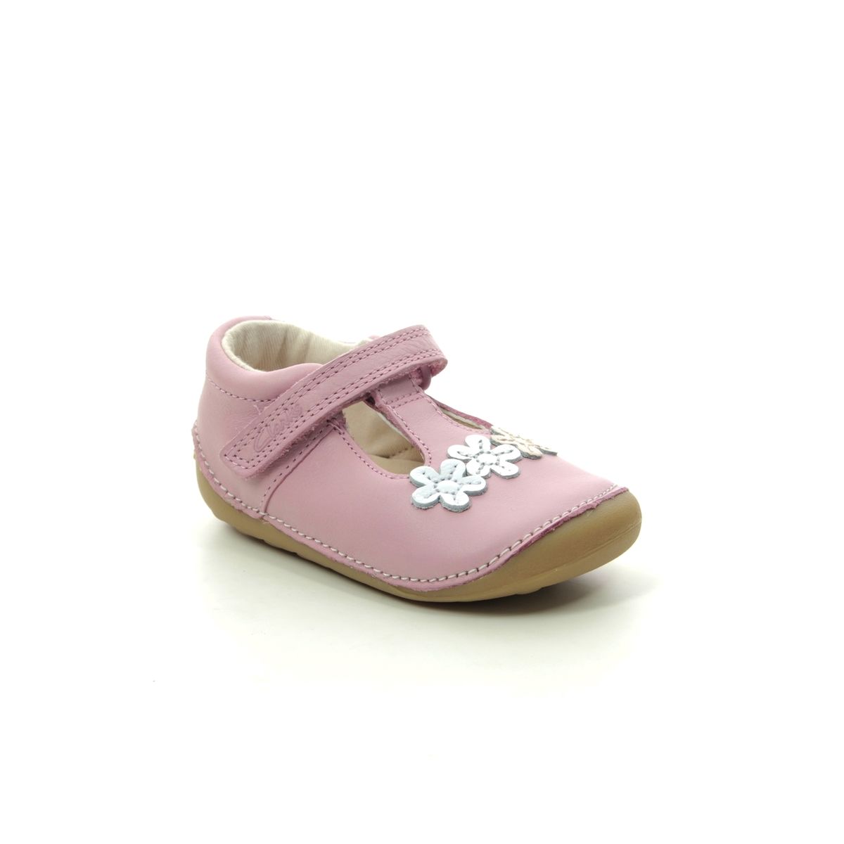 Clarks Tiny Sun T G Fit Pink Leather girls first baby shoes