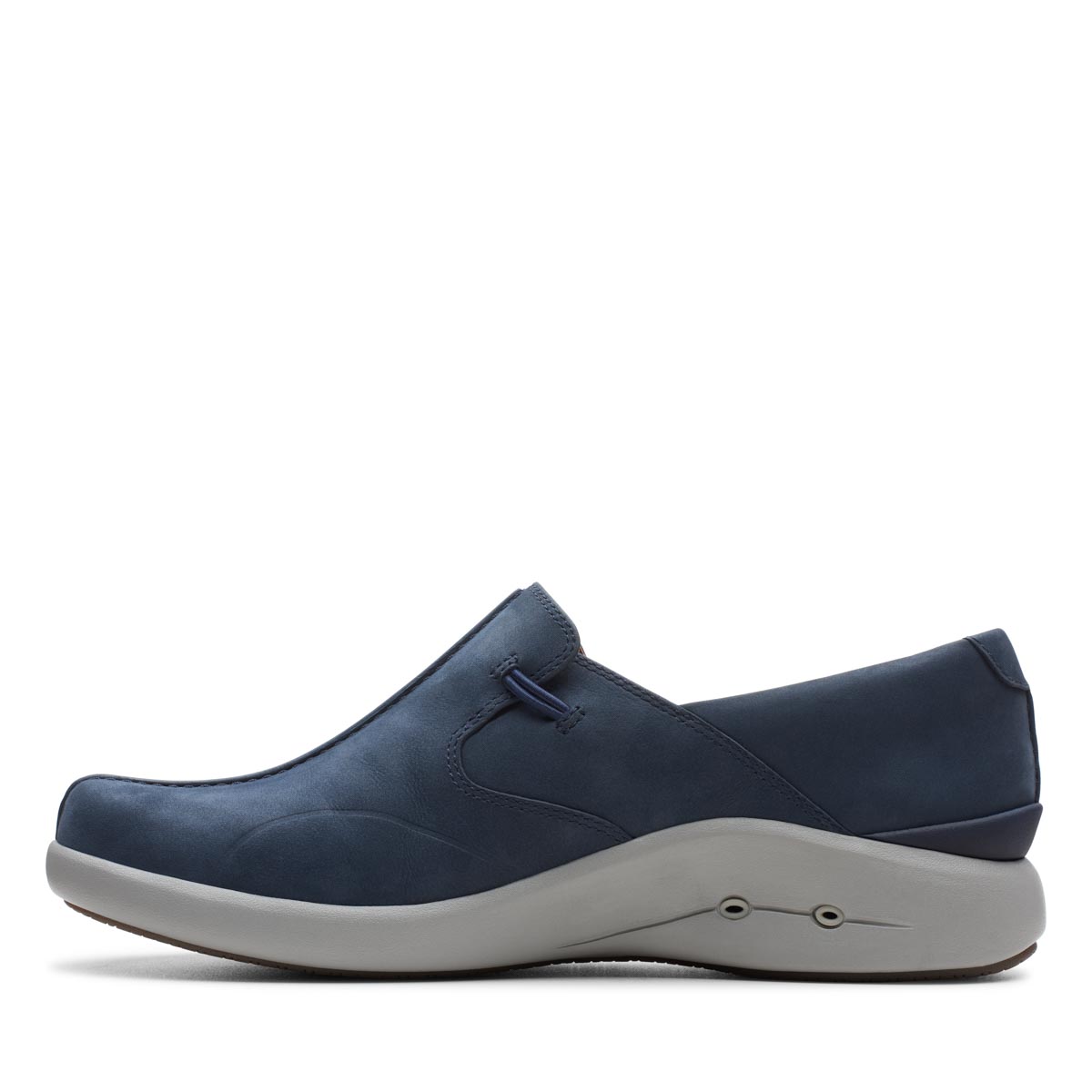 Clarks Un Loop 2 Walk D Fit Navy Nubuck Comfort Slip On Shoes