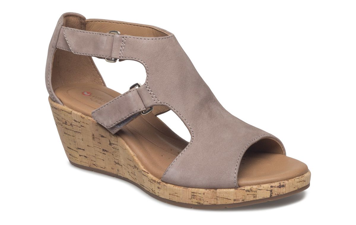 clarks grey wedge sandals