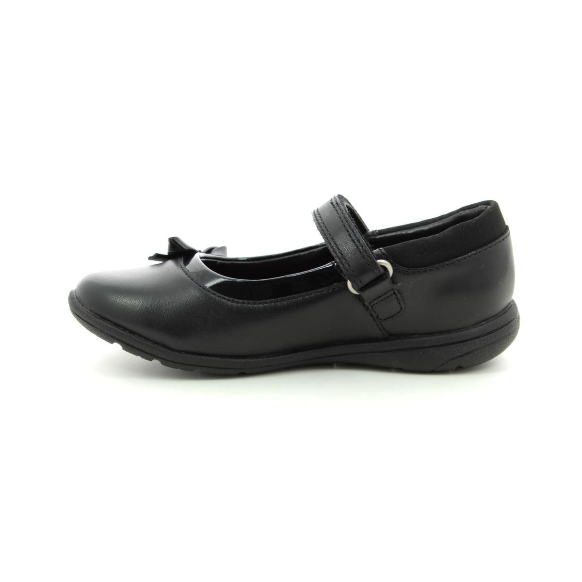 Clarks Venture Star J H Fit Black leather school shoes