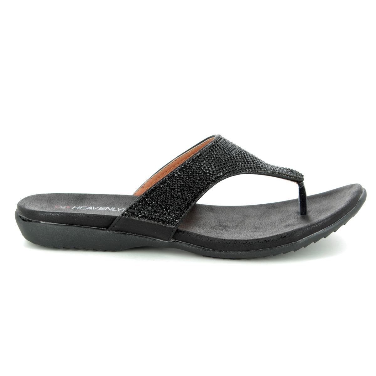 Heavenly Feet Maisie 9127-30 Black Toe Post Sandals
