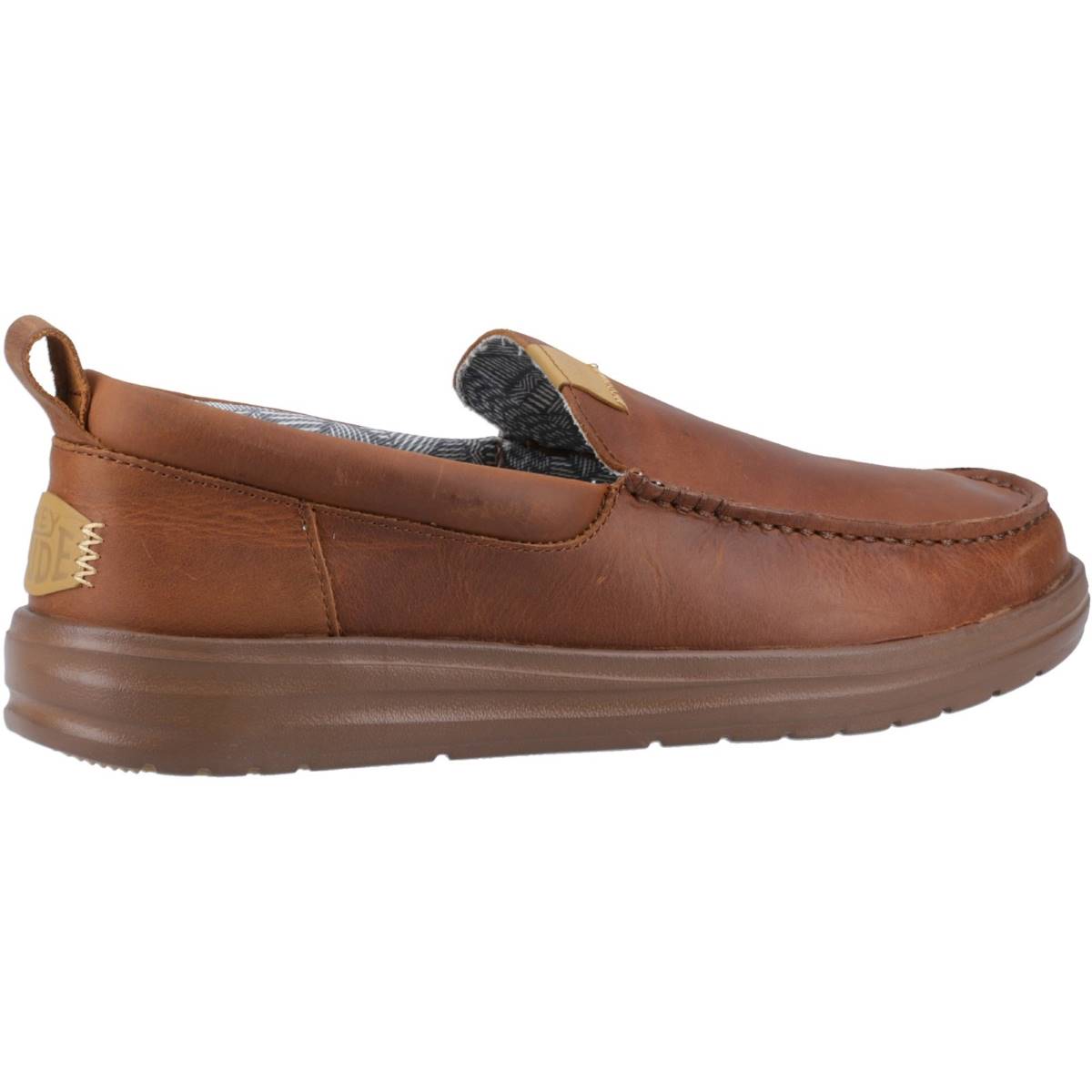 Hey Dude Wally Grip Moc Craft Leather Brown Mens Slip-on Shoes 40173-255