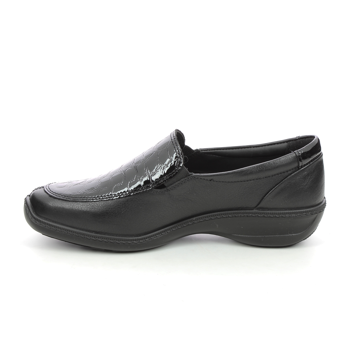 Hotter Calypso 2 Wide 9901-30 Black leather Comfort Slip On Shoes