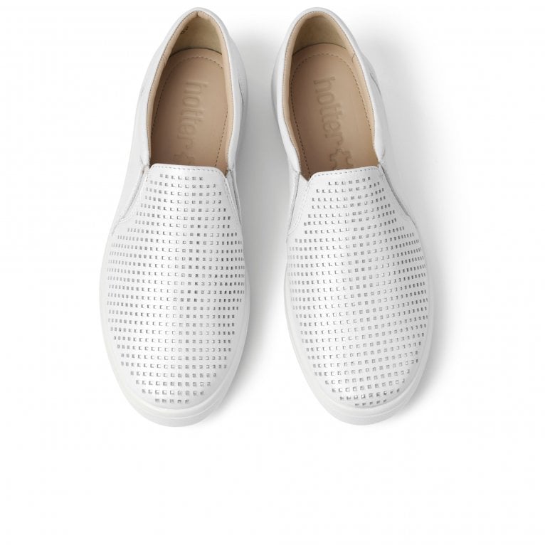 Hotter Daisy E Fit 0112-66 White Leather Comfort Slip On Shoes