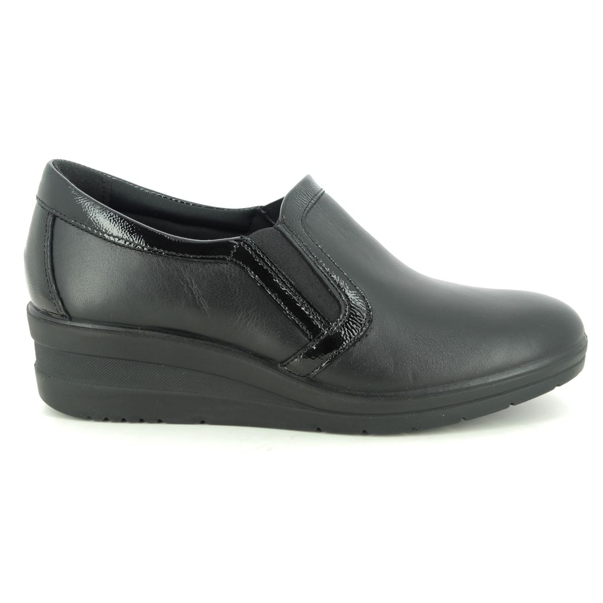 IMAC Rose 7600-1400011 Black leather Comfort Slip On Shoes