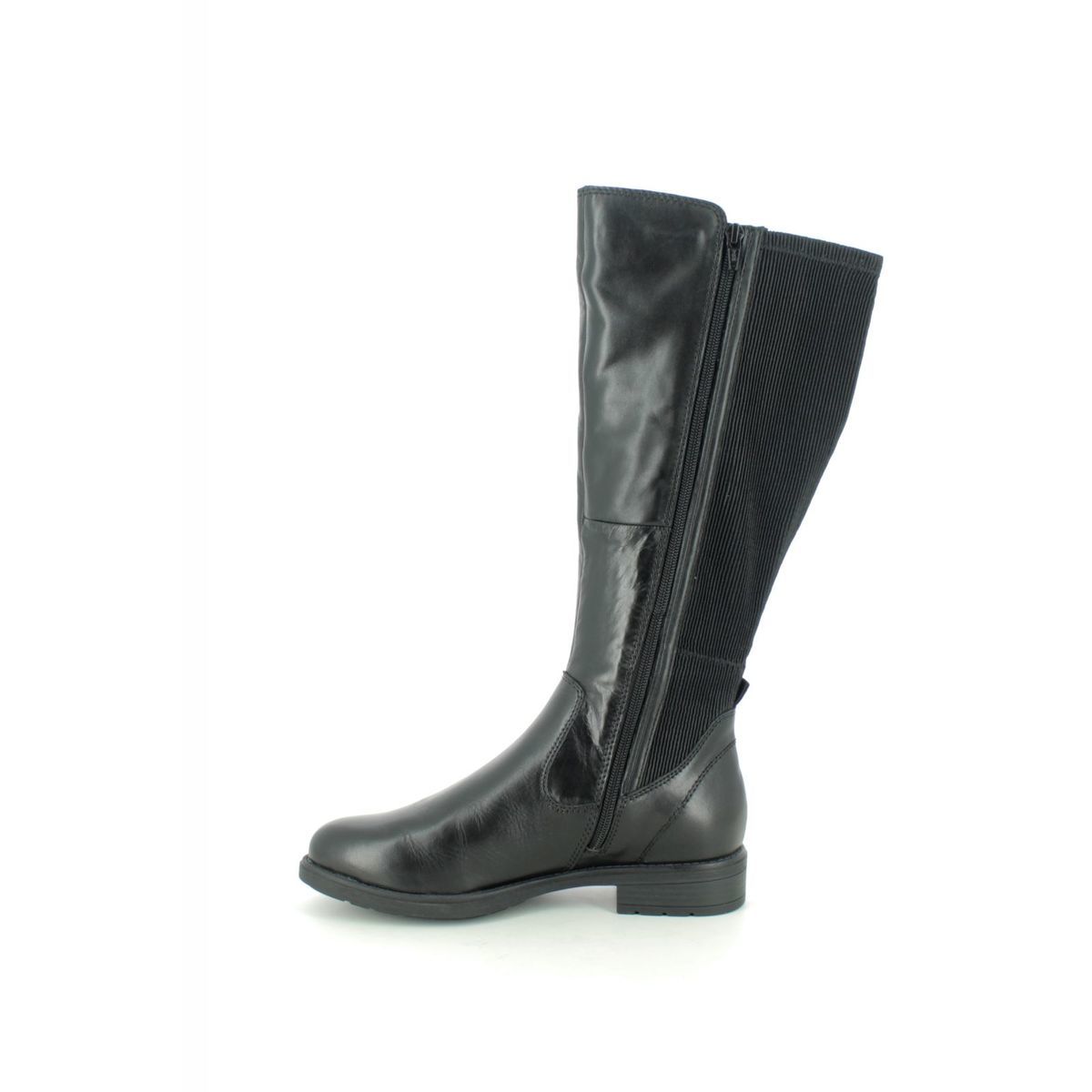 wide leg black leather boots
