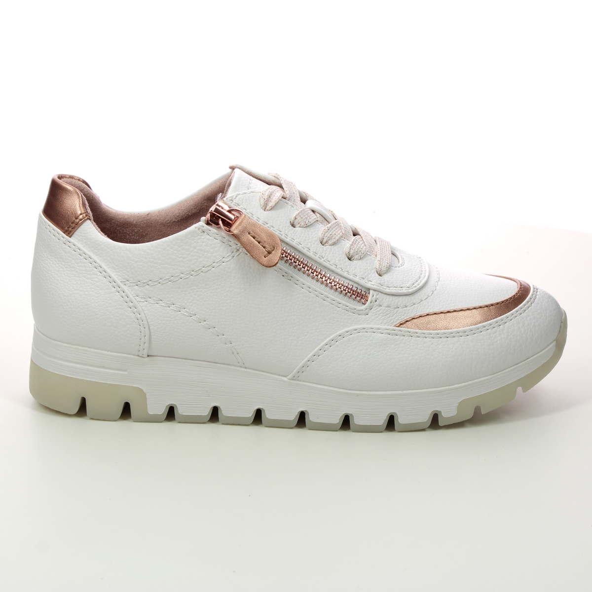 Jana Flying Wide Zip White Rose gold Womens trainers 23768-20-152