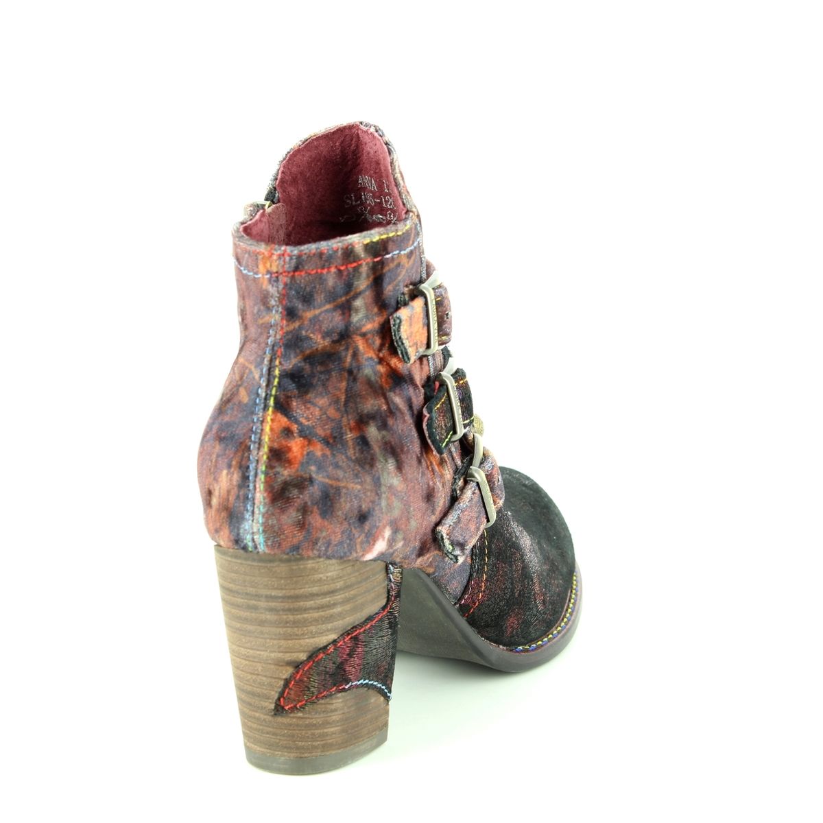 Laura Vita Anna 128 8501 81 Wine Floral Ankle Boots