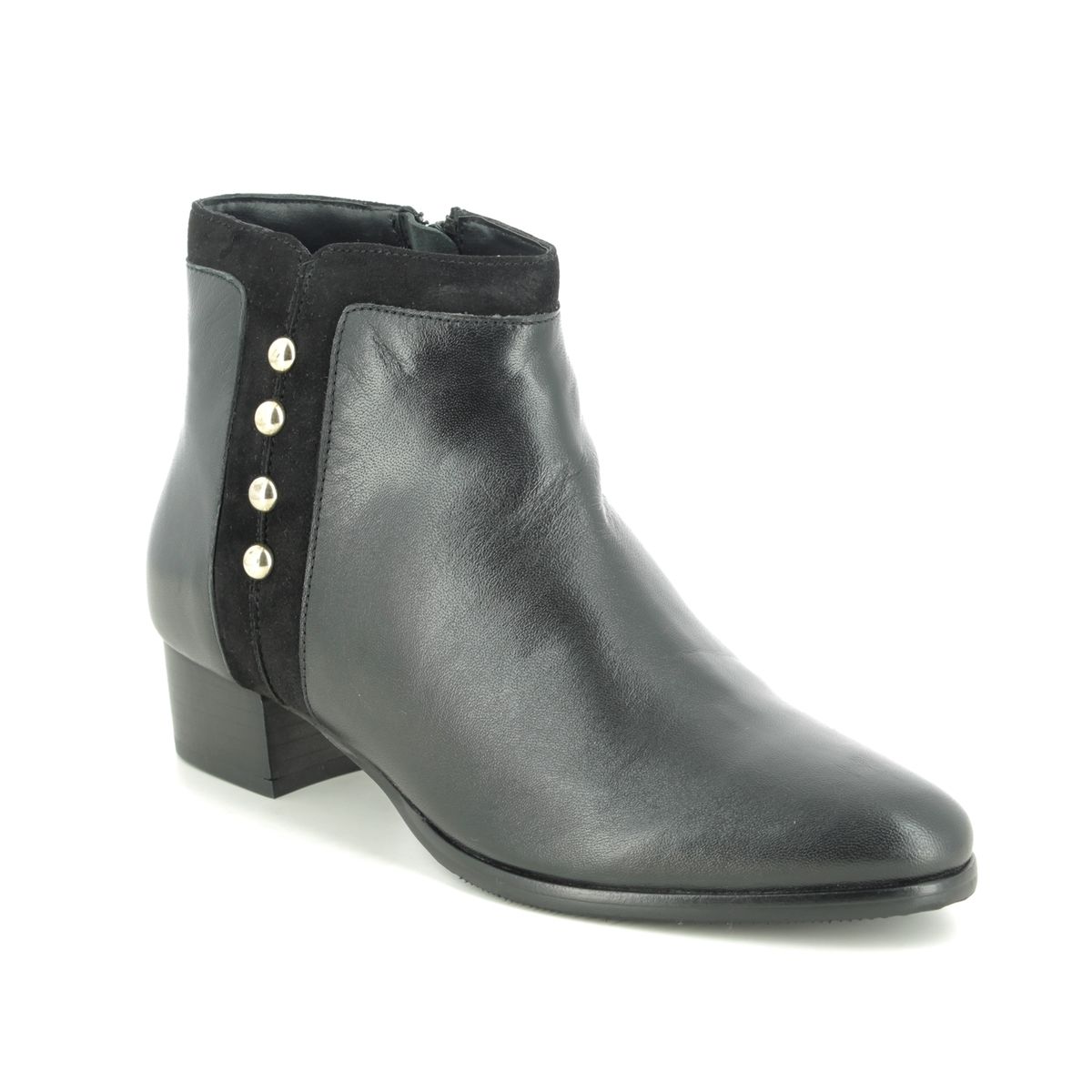Lotus Rosa Black leather ankle boots