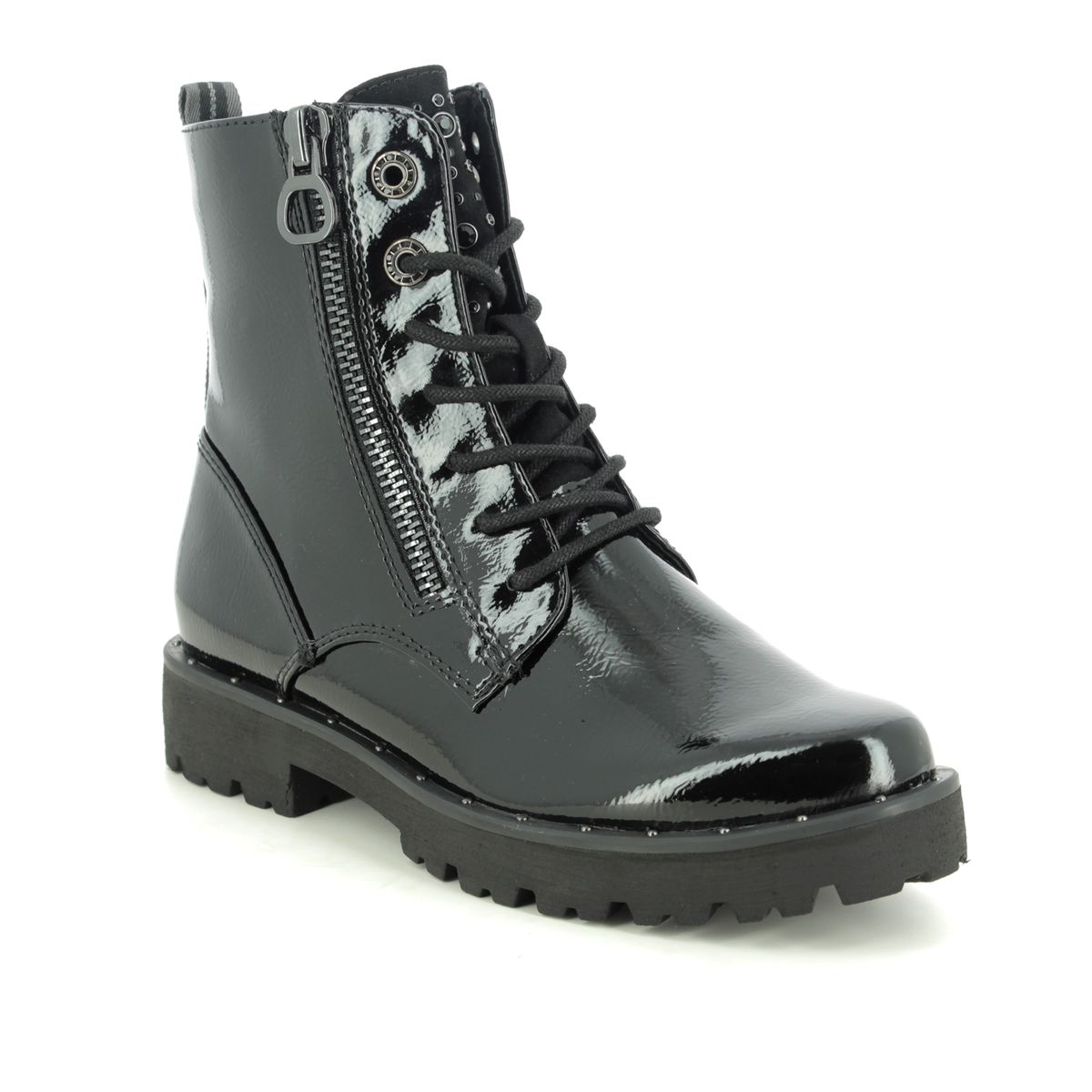 Marco Tozzi Verda 25224-35-018 Black patent Lace Up Boots