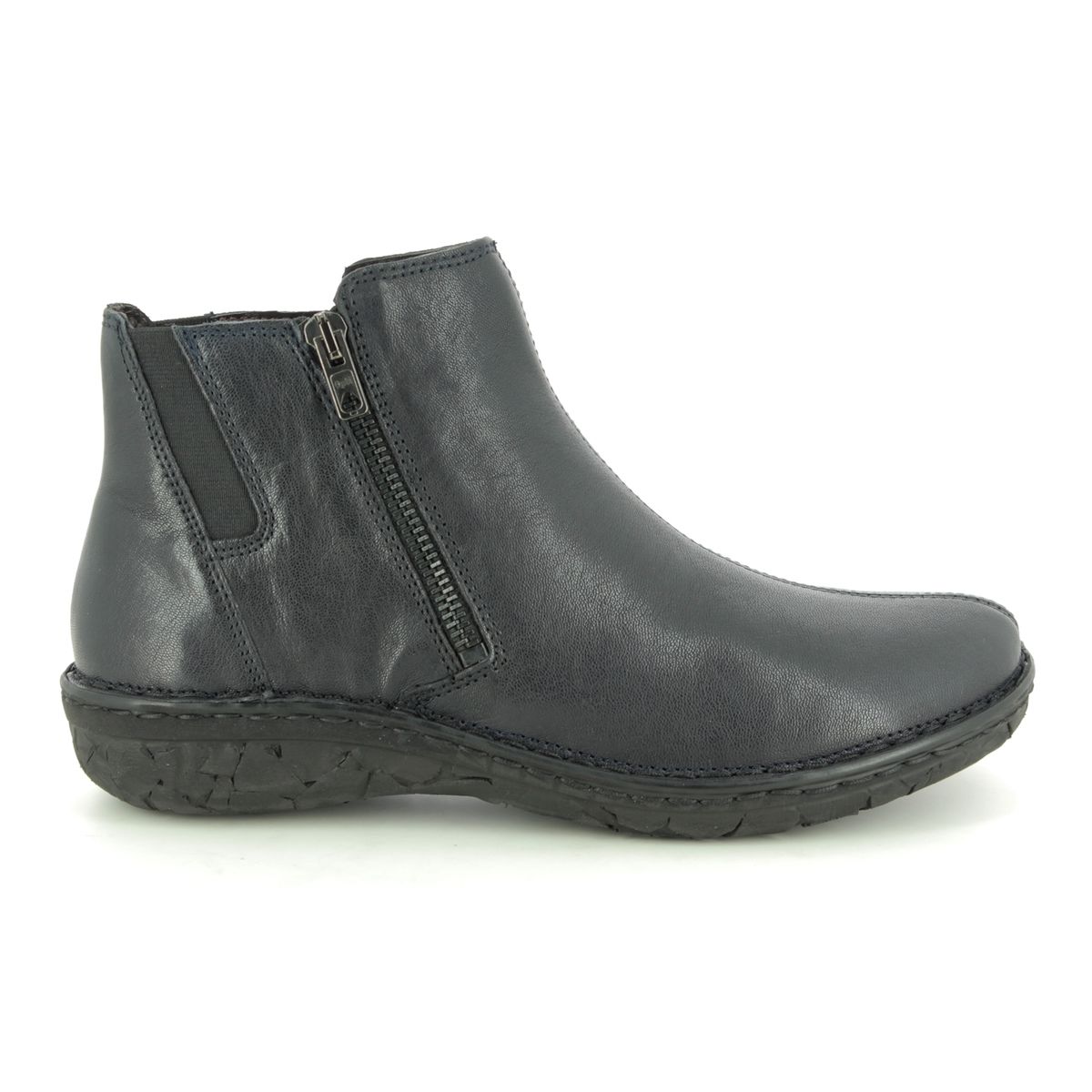 Relaxshoe Incas Zip 26792-70 Navy Leather Ankle Boots