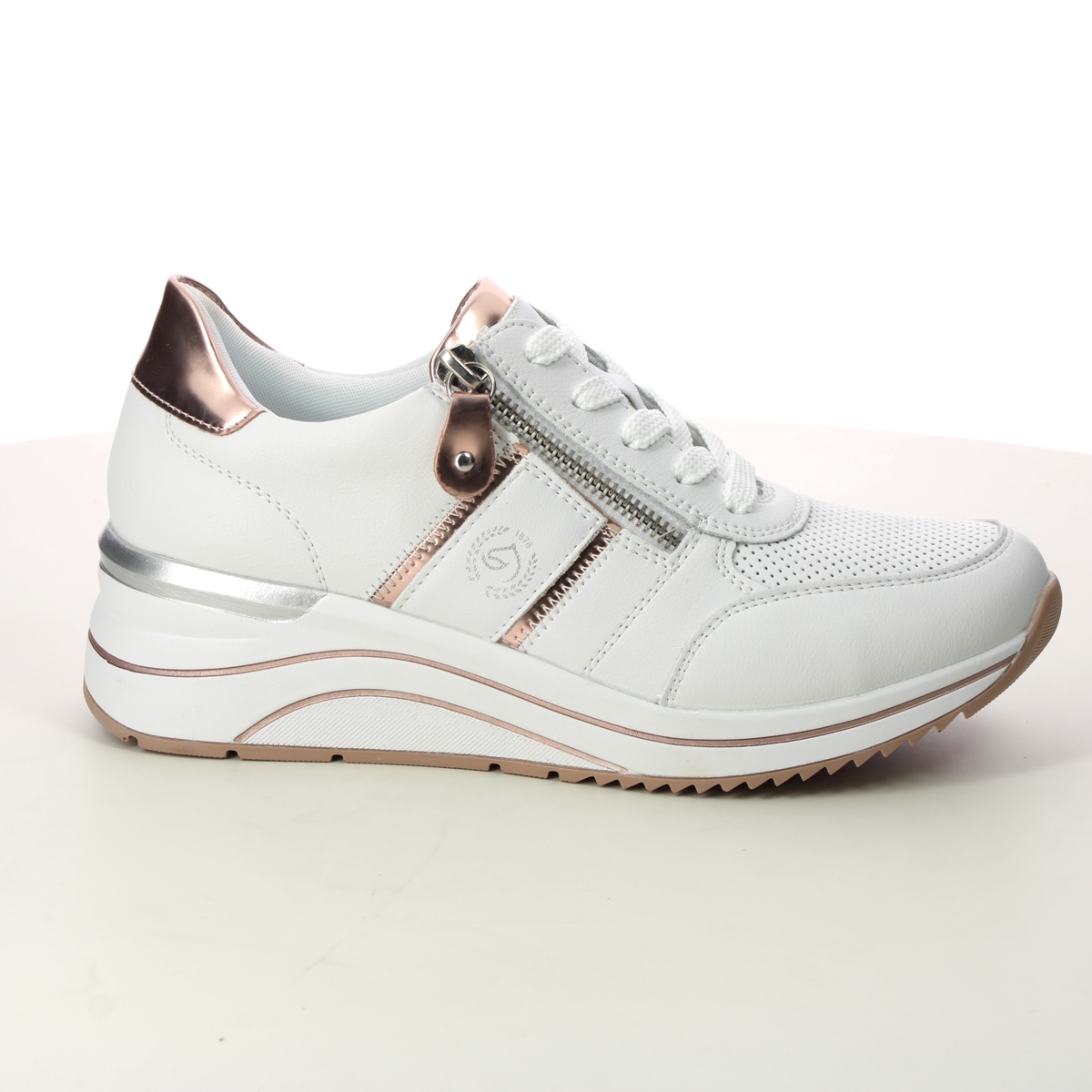 Remonte D0T04-80 Ranzip Wedge White Rose gold Womens trainers