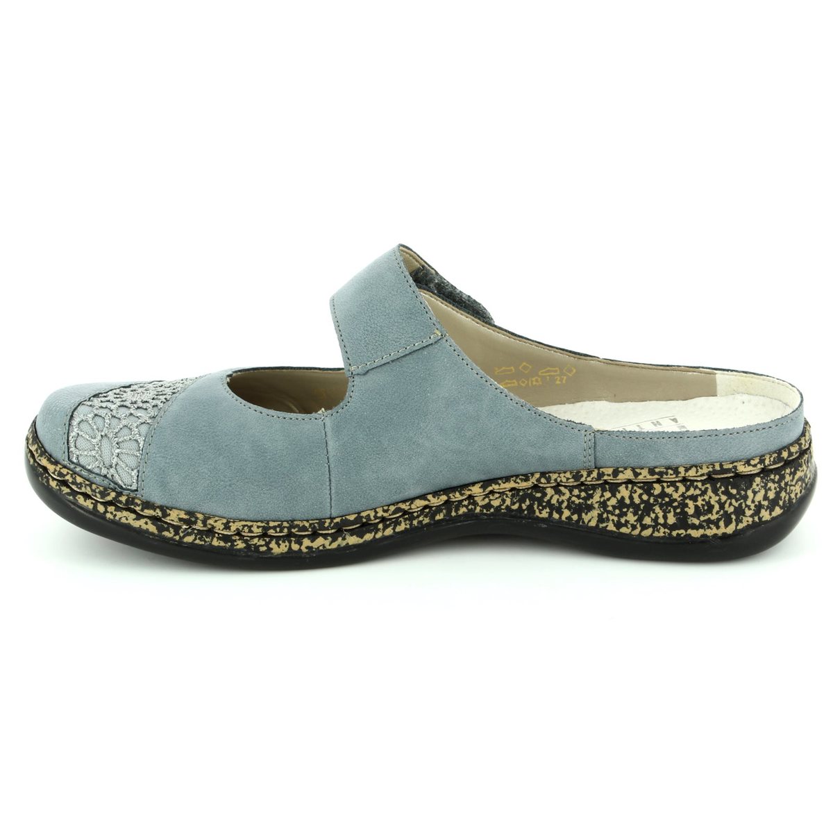 Rieker 46303-12 Denim blue slipper mules