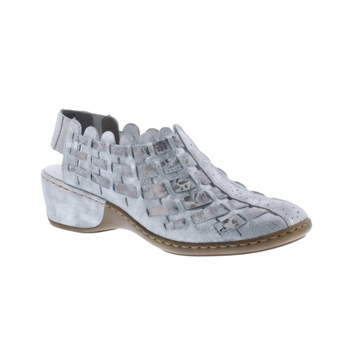 Silver wedge closed hot sale toe shoes