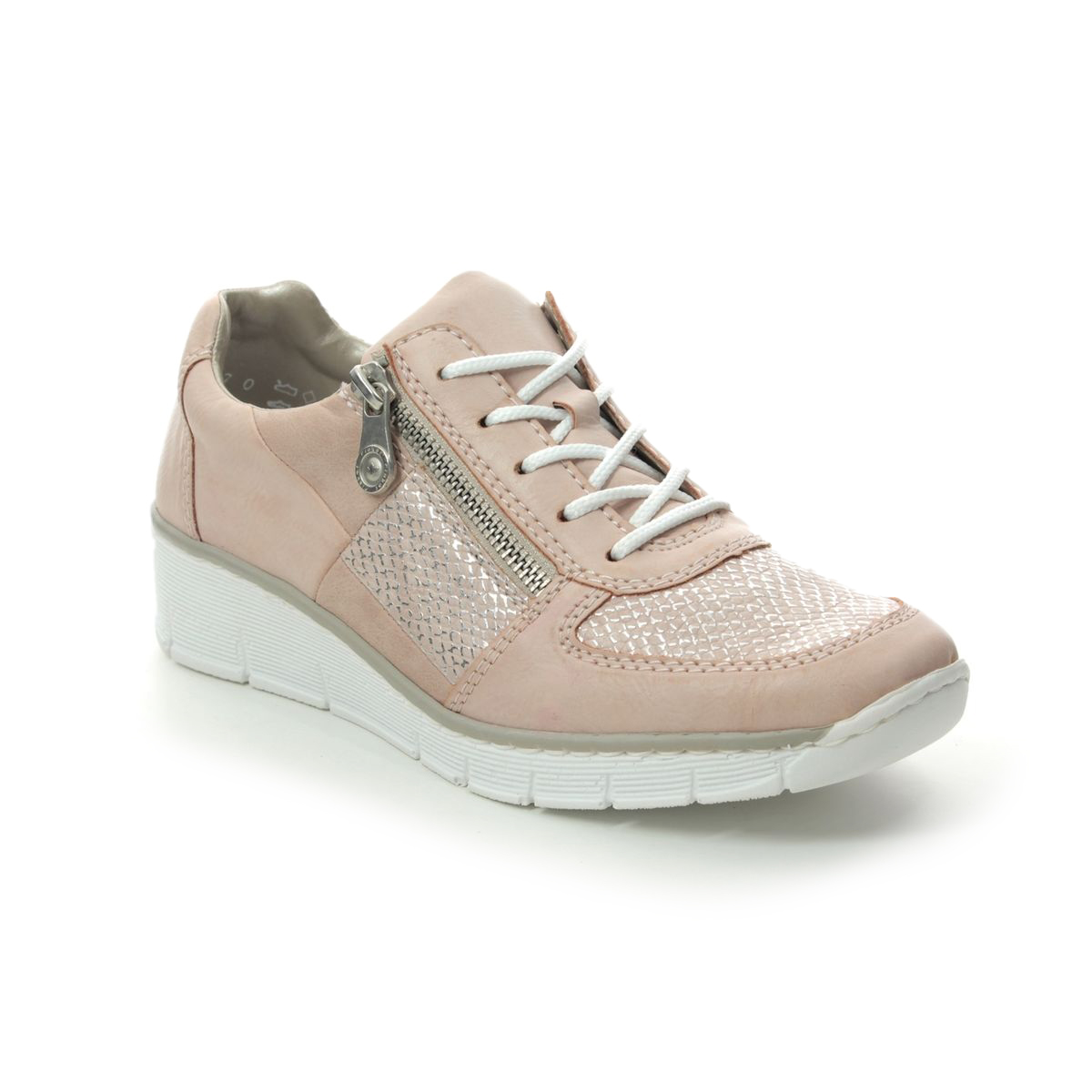 Rieker 53714-31 Rose pink lacing shoes