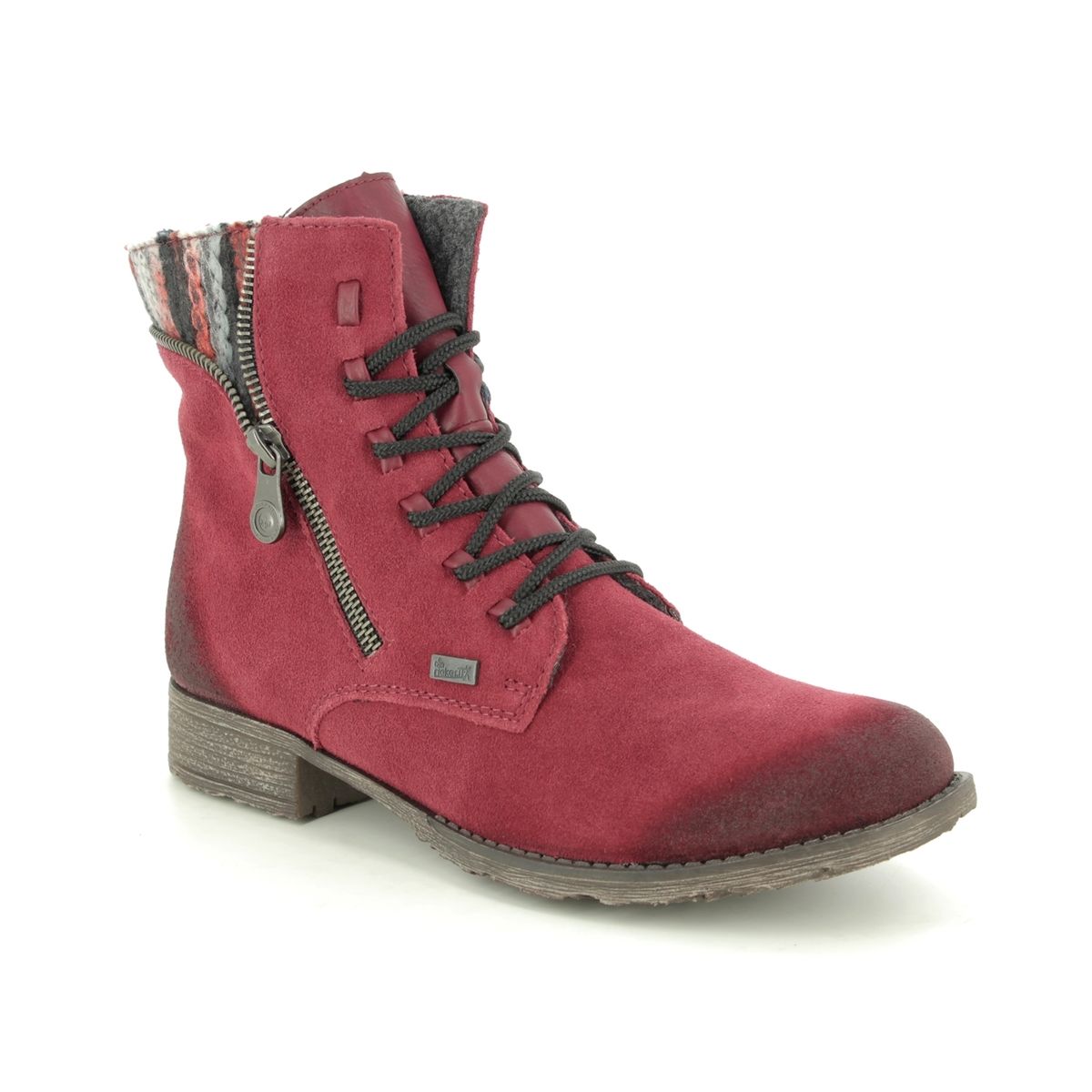 Rieker 70840-35 Red suede ankle boots