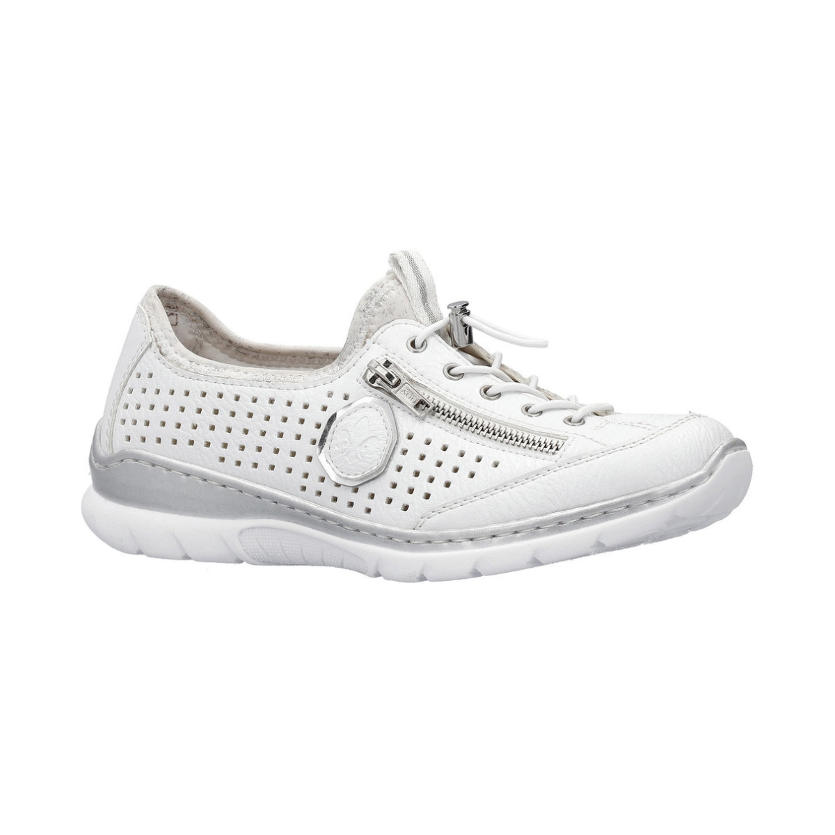 Rieker L3296-82 White Silver Womens lacing shoes
