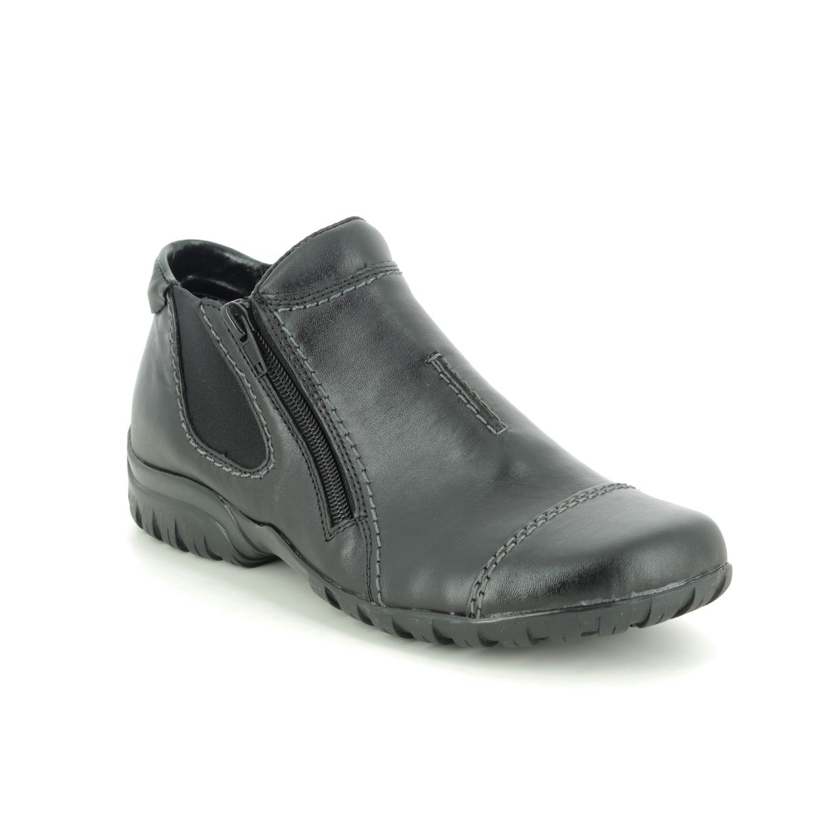 Rieker L4652-00 Black leather ankle boots