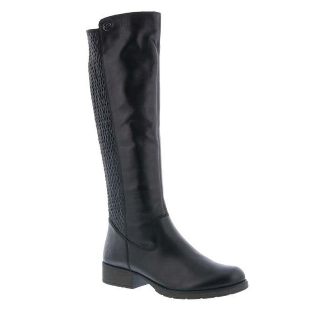 Rieker Z9591-00 Black leather knee-high boots