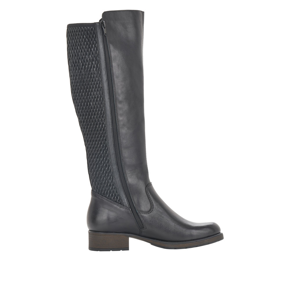 Rieker Z9591-00 Black leather knee-high boots