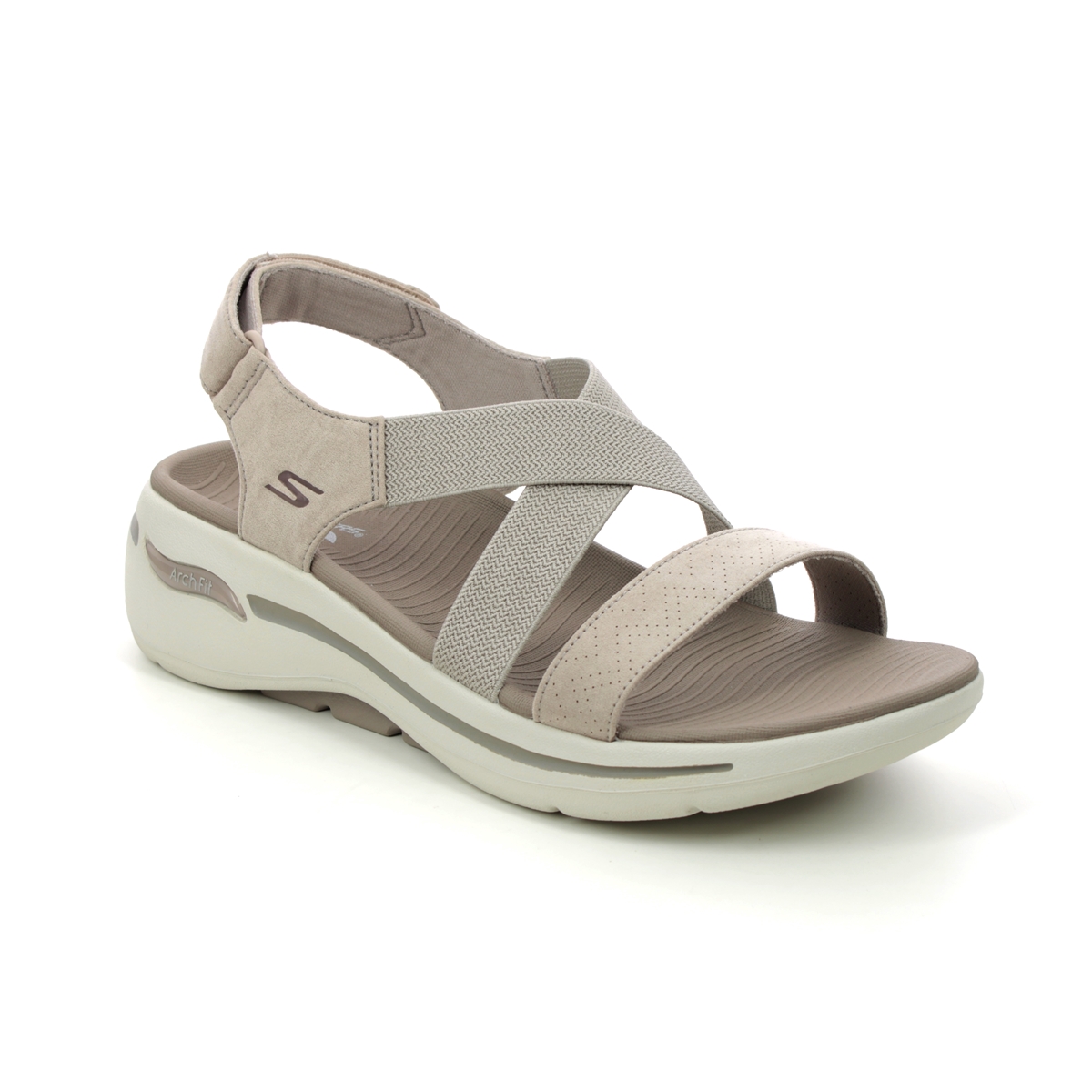 Skechers Arch Fit Go Walk Sandal TPE Taupe Womens Walking Sandals 140257